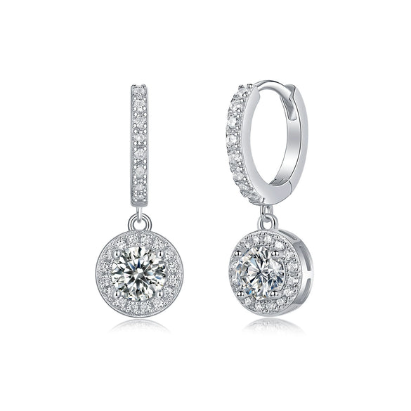 Fashion Elegant 925 Sterling Silver Geometric Moissanite Women's Earrings