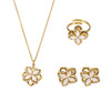 Fashion Elegant 316L Stainless Steel And 316L Stainless Steel Jewelry Set With Rotating Super Flash Zircon Fourpetal Flower Design And Electroplating For Women