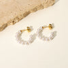 Fashion Elegant Women's Cshaped Stainless Steel Earrings With Geometric Design And Electroplating