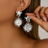 Fashion Exaggerate Alloy Fivepointed Star Sun Flower Electroplated Hammered Imitation Pearl Women's Earrings