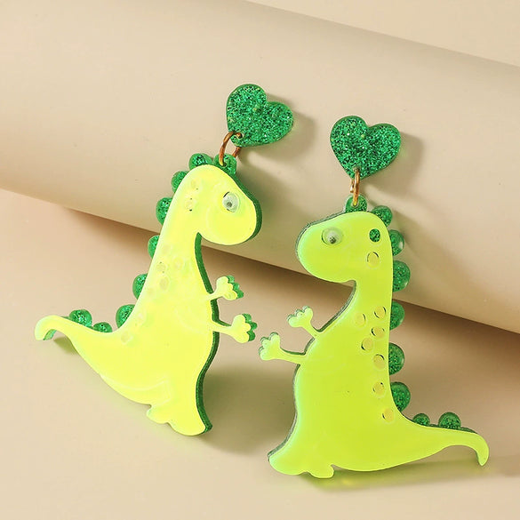 Fashion Exaggerated Acrylic Dinosaur Earrings Retro Creative Cute Animal Shape Earrings For Women