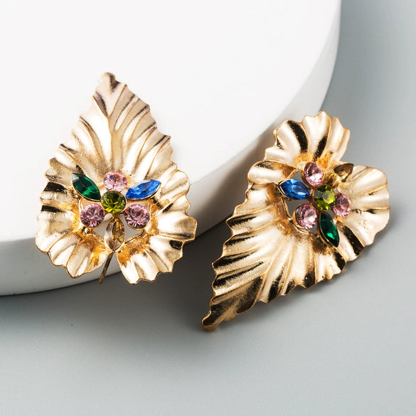 Fashion Exaggerated Alloy Heart Shape Rhinestone Earrings For Women Simple Creative Bohemian Style