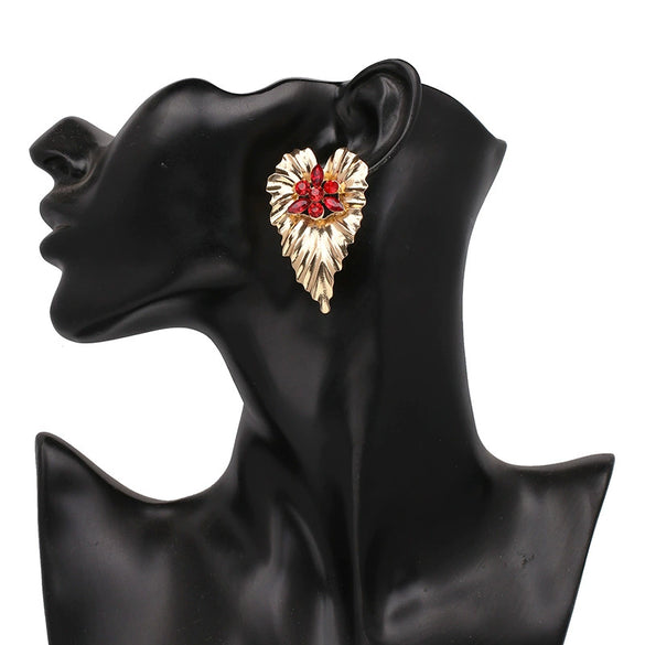 Fashion Exaggerated Alloy Heart Shape Rhinestone Earrings For Women Simple Creative Bohemian Style