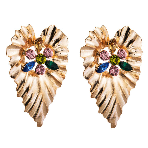 Fashion Exaggerated Alloy Heart Shape Rhinestone Earrings For Women Simple Creative Bohemian Style