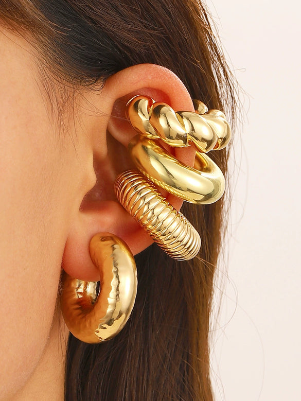 Fashion Exaggerated Distinctive Women's Ear Clip Ear Ring Ear Buckle Ear Bone Clip Retro Style Alloy Geometric Electroplating