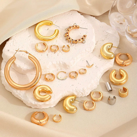 Fashion Exaggerated Distinctive Women's Ear Clip Ear Ring Ear Buckle Ear Bone Clip Retro Style Alloy Geometric Electroplating