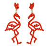 Fashion Exaggerated Hollow Flamingo Rhinestone Tassel Earrings Electroplated Geometric Animal Style Statement Earrings For Unisex
