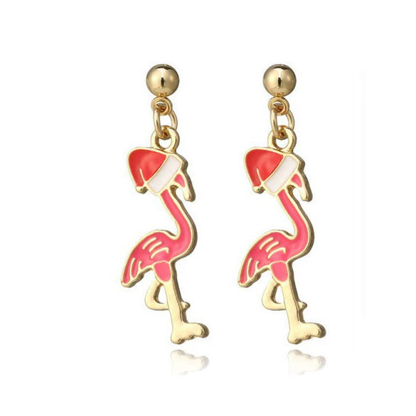 Fashion Exaggerated Hollow Flamingo Rhinestone Tassel Earrings Electroplated Geometric Animal Style Statement Earrings For Unisex