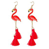 Fashion Exaggerated Hollow Flamingo Rhinestone Tassel Earrings Electroplated Geometric Animal Style Statement Earrings For Unisex
