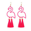 Fashion Exaggerated Hollow Flamingo Rhinestone Tassel Earrings Electroplated Geometric Animal Style Statement Earrings For Unisex