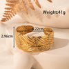 Fashion Exaggerated Leaf Open Adjustable Titanium Steel Bracelet With Electroplating