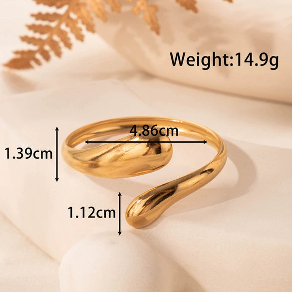Fashion Exaggerated Leaf Open Adjustable Titanium Steel Bracelet With Electroplating