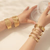 Fashion Exaggerated Leaf Open Adjustable Titanium Steel Bracelet With Electroplating