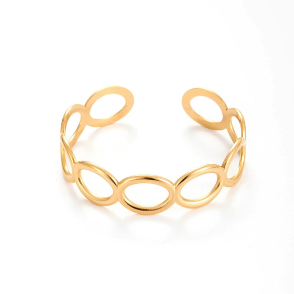 Fashion Exaggerated Leaf Open Adjustable Titanium Steel Bracelet With Electroplating