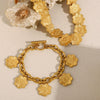 Fashion Exaggerated Personality Stainless Steel 18K Gold Plated Flower Pendant Ochain Wrap Necklace Bracelet For Women