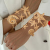 Fashion Exaggerated Starfish And Conch Iron Open Bracelet With Electroplating Animal Vacation Style