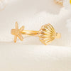 Fashion Exaggerated Starfish And Conch Iron Open Bracelet With Electroplating Animal Vacation Style