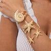 Fashion Exaggerated Starfish And Conch Iron Open Bracelet With Electroplating Animal Vacation Style