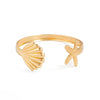 Fashion Exaggerated Starfish And Conch Iron Open Bracelet With Electroplating Animal Vacation Style