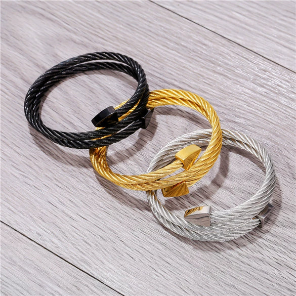 Fashion Exo Titanium Steel Triangular Multilayer Unisex Bracelets