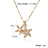 Fashion Exquisite Copper 18K Gold Plated Zircon Starfish Geometric Minimalist Pendant Necklace For Female