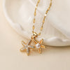 Fashion Exquisite Copper 18K Gold Plated Zircon Starfish Geometric Minimalist Pendant Necklace For Female