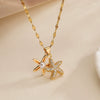 Fashion Exquisite Copper 18K Gold Plated Zircon Starfish Geometric Minimalist Pendant Necklace For Female