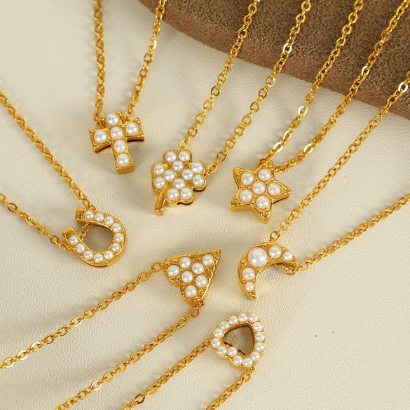 Fashion Exquisite Fourleaf Clover Heart Shape 316L Stainless Steel Electroplating Necklace For Women