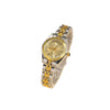 Fashion Exquisite Gradual Gold Ladies Watch With Diamond Dial And Round Shape Alloy Case And Strap Stainless Steel Buckle