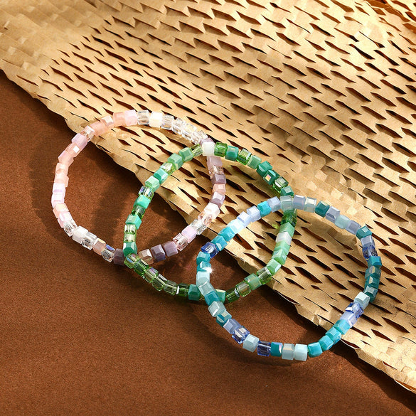 Fashion Exquisite Simple Geometric Square Artificial Crystal Handmade Women's Bracelet