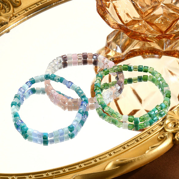Fashion Exquisite Simple Geometric Square Artificial Crystal Handmade Women's Bracelet