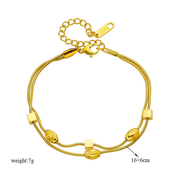 Fashion Exquisite Small Irregular Geometric Titanium Steel Double Layer Women's Bracelet With Electroplating Treatment