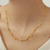Fashion Fancy Flower Clip Bead Chain Titanium Steel Double Layer Clavicle Chain With Electroplating And Geometric Pattern