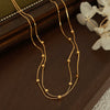 Fashion Fancy Flower Clip Bead Chain Titanium Steel Double Layer Clavicle Chain With Electroplating And Geometric Pattern