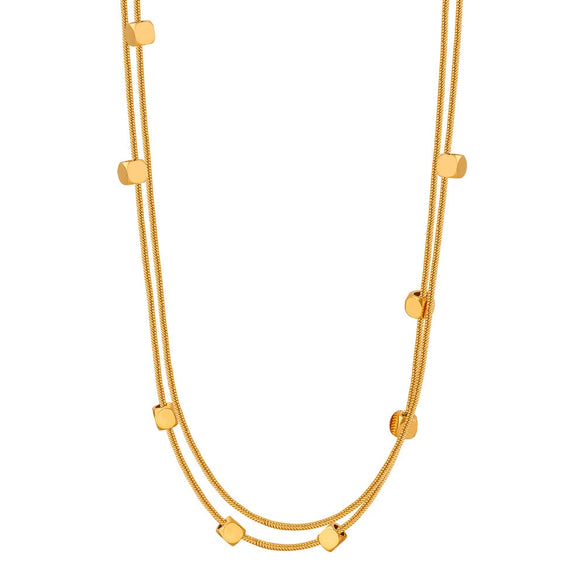 Fashion Fancy Flower Clip Bead Chain Titanium Steel Double Layer Clavicle Chain With Electroplating And Geometric Pattern