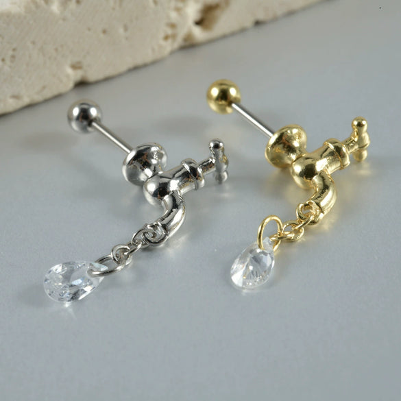 Fashion Faucet Earrings Stainless Steel Geometric Electroplated