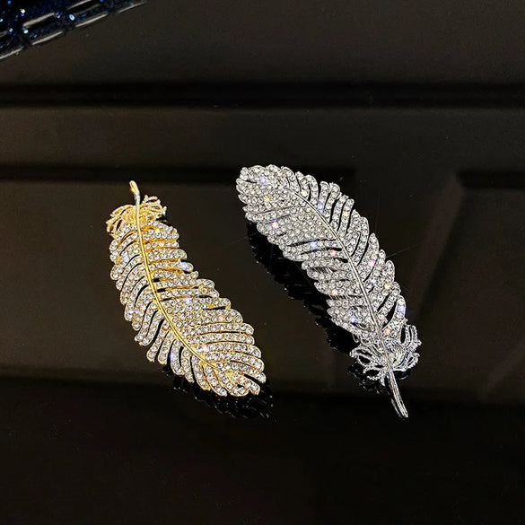 Fashion Feather Alloy Plating Rhinestones Hair Clip