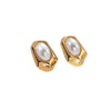 Fashion Feather Pearl Inlay Stainless Steel Earrings With Wings Design And Electroplating Treatment