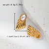 Fashion Feather Pearl Inlay Stainless Steel Earrings With Wings Design And Electroplating Treatment
