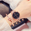 Fashion Female Alloy And Stainless Steel Round Dial Magnet Watch