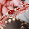 Fashion Female Alloy Tennis Chain Wrist Watch Set With Rhombus Dial And Stainless Steel Clasp