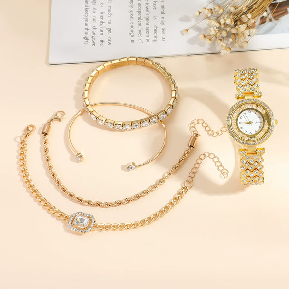 Fashion Female Quartz Watch With Alloy Case And Stainless Steel Buckle Round Dial