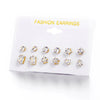 Simple Style Heart Diamond Alloy Artificial Gemstones Earrings Ear Studs
