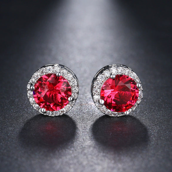 Fashion Flash Round Zircon Imitation Mossan Diamond Earrings For Women Copper Electroplated Geometric Style