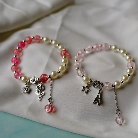 Fashion Flower Alloy Beaded Bracelets