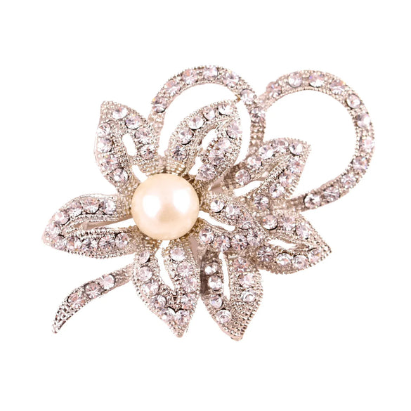 Fashion Flower Alloy Inlay Artificial Pearls Rhinestones Women'S Brooches