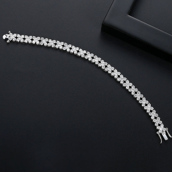 Fashion Flower Bracelet For Women Copper Electroplated Zircon Inlaid Crystal Bracelet Elegant All Match Jewelry