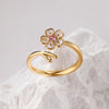 Fashion Flower Butterfly Copper Gold Plated Zircon Open Ring 1 Piece