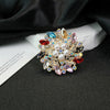 Fashion Flower Pearl Crystal Alloy Brooch Electroplated For Women