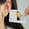 Fashion Flower Pearl Disc Titanium Steel Earrings With Electroplating For Women